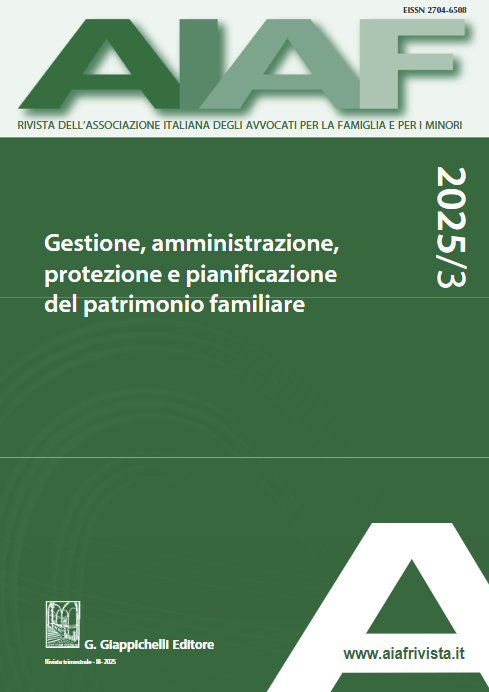 RIVISTA AIAF 3/2025 - Gestione, amministrazione, protezione e pianificazione del patrimonio familiare